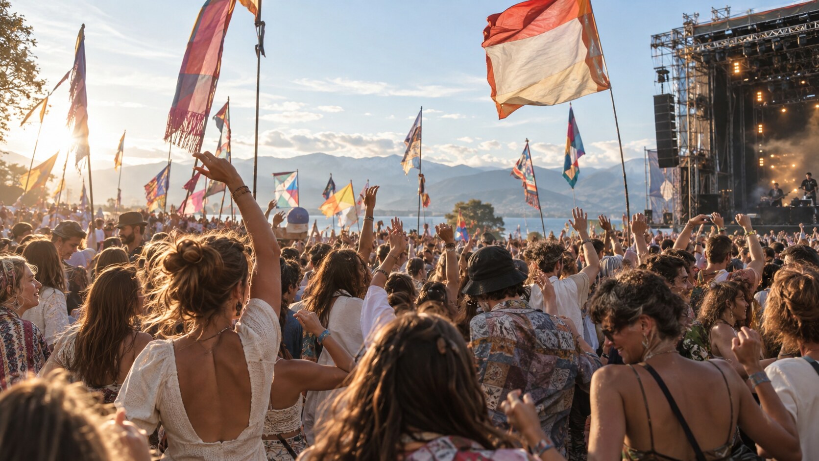 Une foule réunie lors d’un festival en plein air